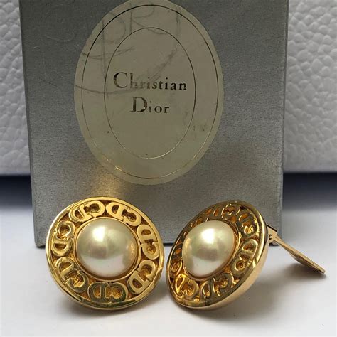 dior pearl letter earrings|christian dior vintage pearl earrings.